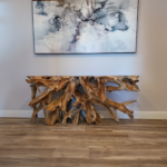 Teak Root Coffee Table Live Edge SINLCF004 - 47"L x 31"H x 16"W Brown
