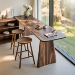 Modern Minimalist Wood Bar Table For Kitchen And Dining - Black 39"W x 39"H x 16"D