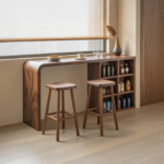 Modern Wooden Bar Table With Storage For Kitchen Or Home Mini Bar - Black 39"W x 39"H x 16"D